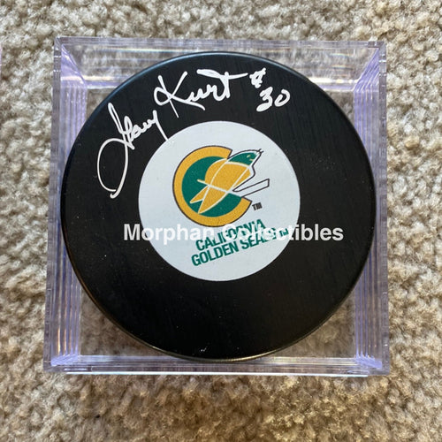 Gary Kurt - Autographed Puck California Seals