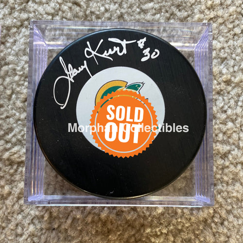 Gary Kurt - Autographed Puck California Seals