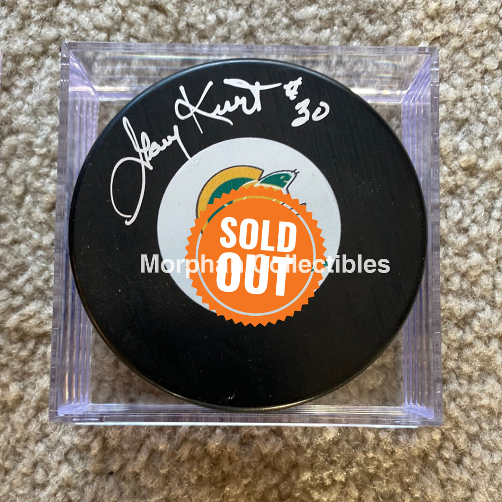 Gary Kurt - Autographed Puck California Seals