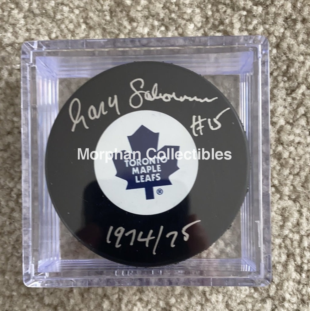 Gary Sabourin - Autographed Toronto Maple Leafs Puck