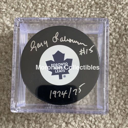 Gary Sabourin - Autographed Toronto Maple Leafs Puck