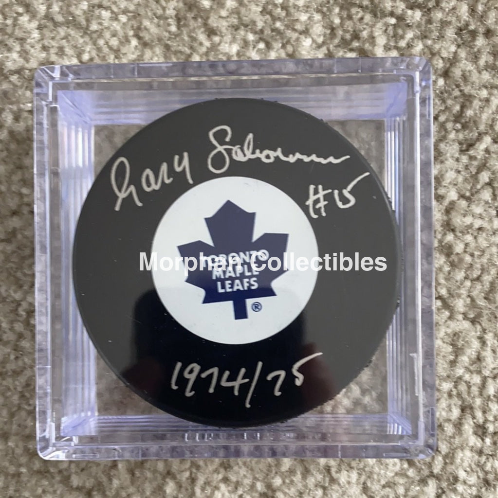 Gary Sabourin - Autographed Toronto Maple Leafs Puck