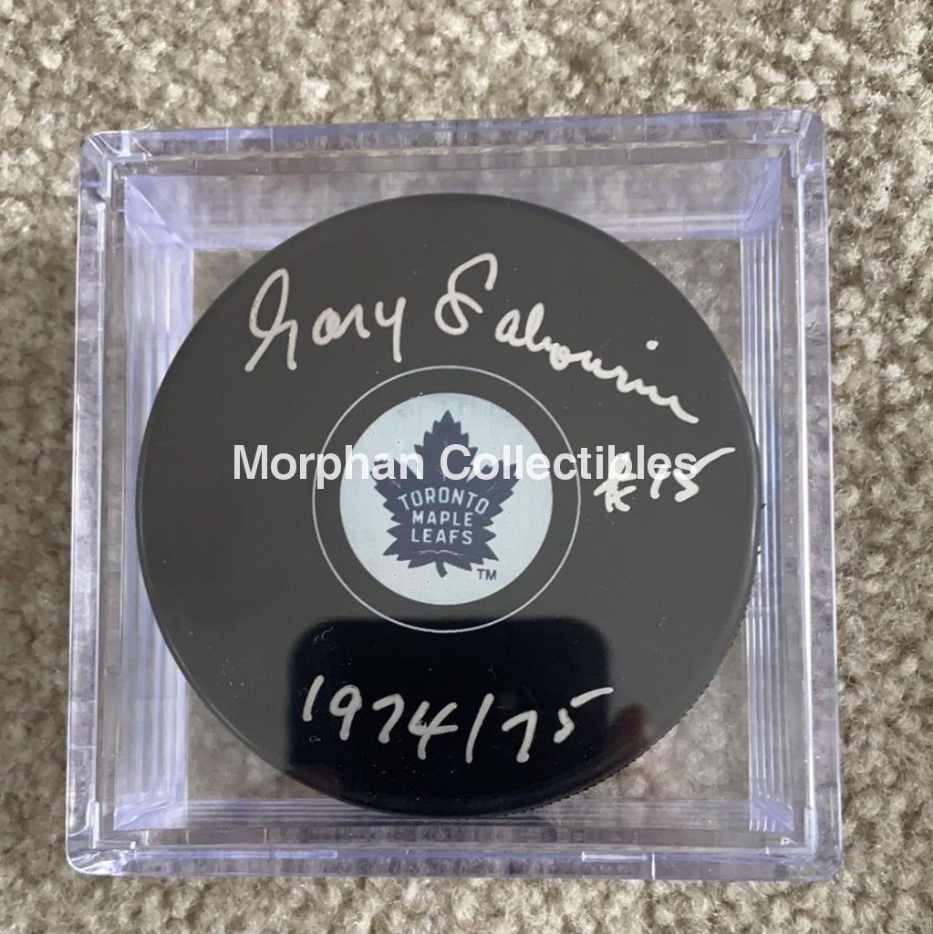 Gary Sabourin - Autographed Toronto Maple Leafs Puck