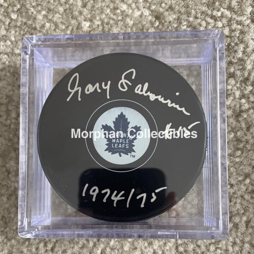 Gary Sabourin - Autographed Toronto Maple Leafs Puck