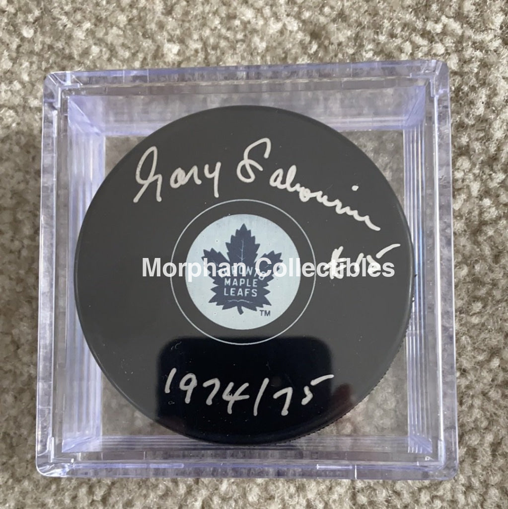 Gary Sabourin - Autographed Toronto Maple Leafs Puck