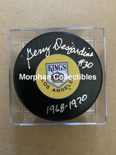 Gerry Sesjardins - Autographed Pucks Los Angeles Kings #1 Puck