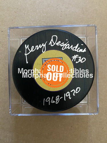 Gerry Sesjardins - Autographed Pucks Los Angeles Kings #1 Puck