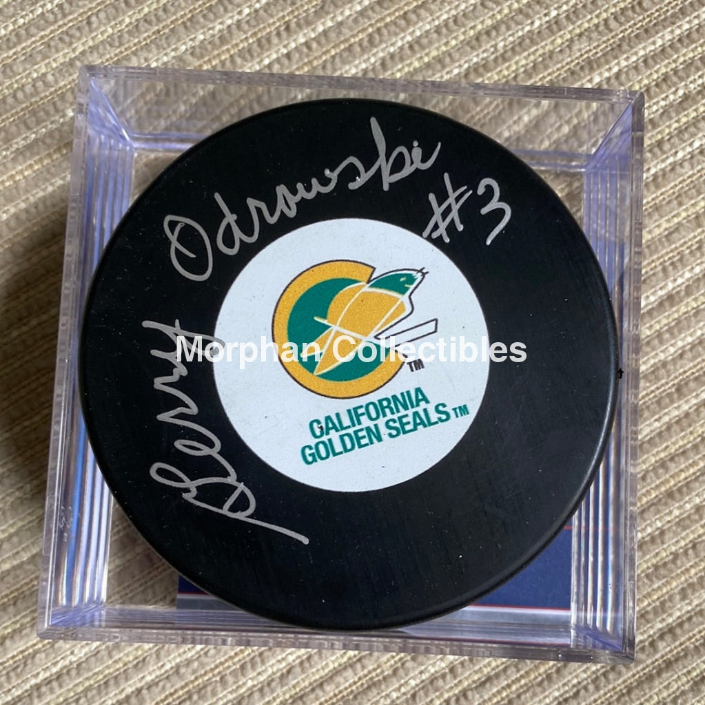 Gerry Odrowski - Autographed Puck California Golden Seals