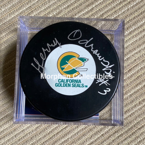 Gerry Odrowski - Autographed Puck California Golden Seals