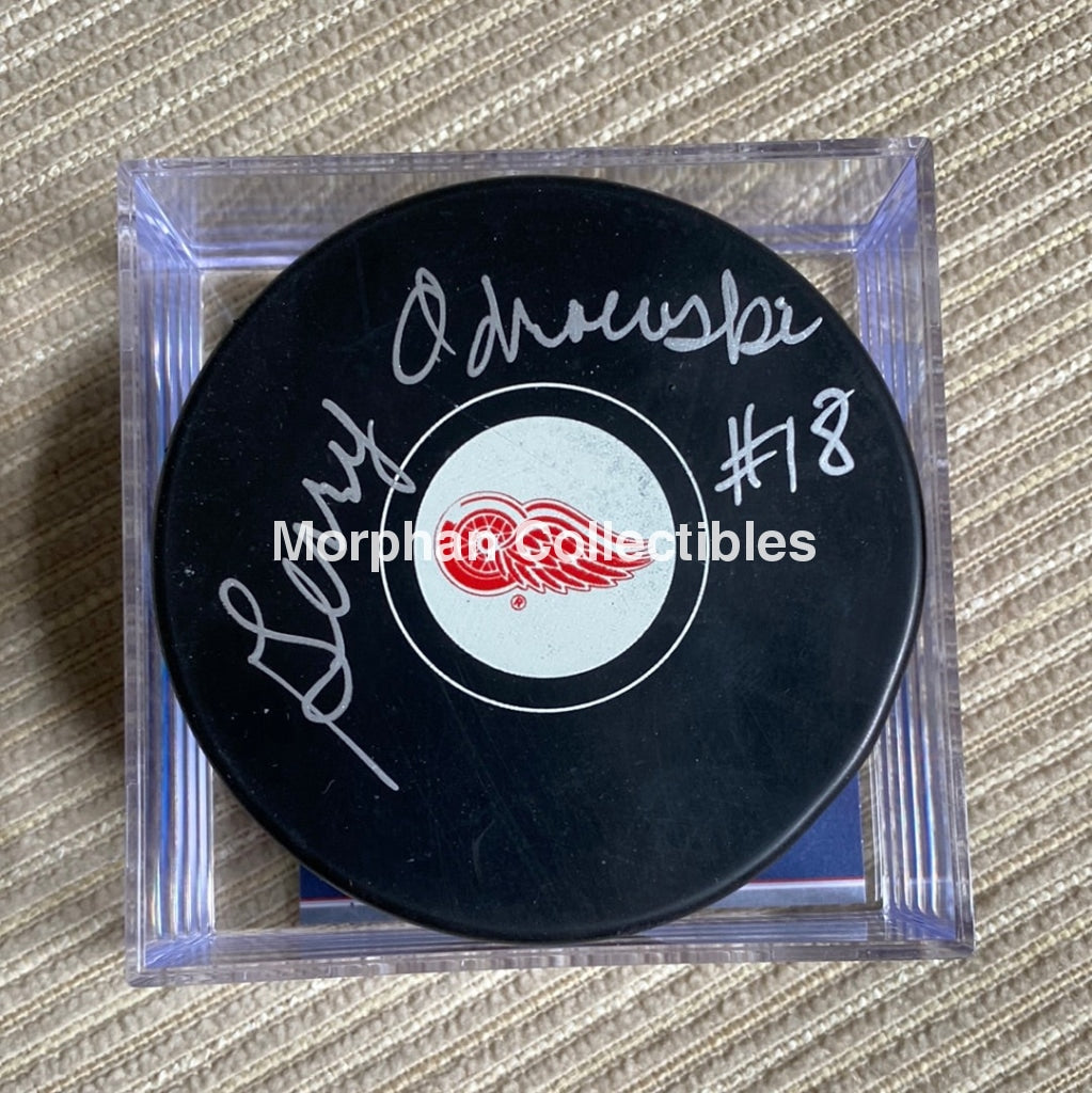 Gerry Odrowski - Autographed Puck Detroit Red Wings