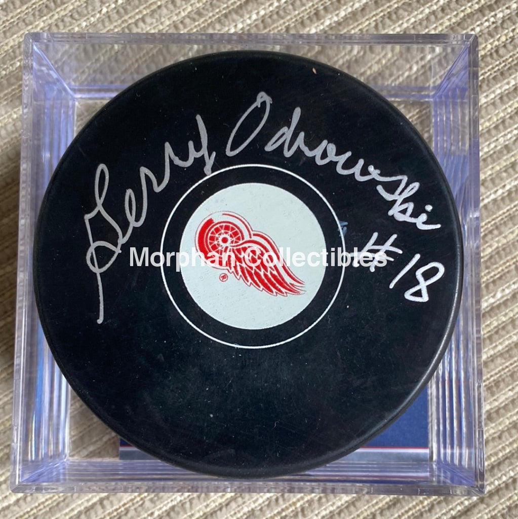 Gerry Odrowski - Autographed Puck Detroit Red Wings