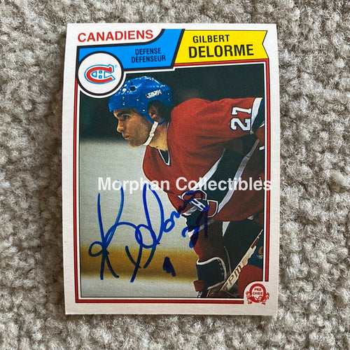 Gilbert Delorme - Autographed Card 1983-84 Opc