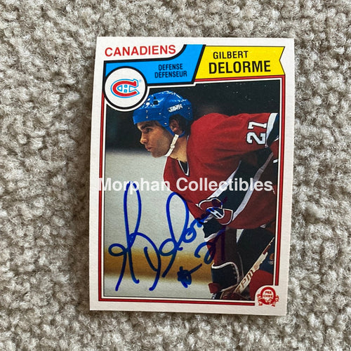 Gilbert Delorme - Autographed Card 1983-84 Opc