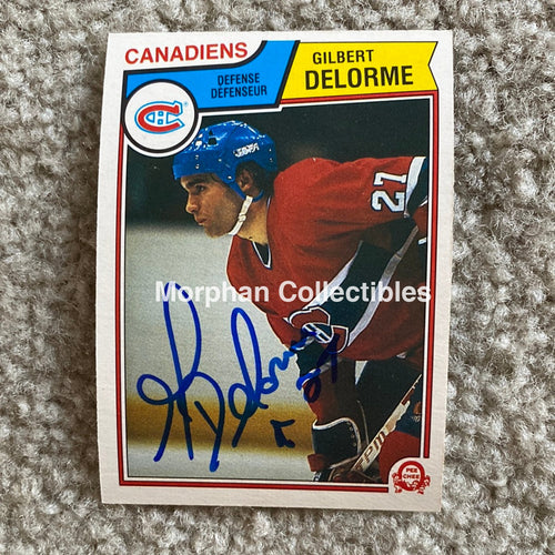 Gilbert Delorme - Autographed Card 1983-84 Opc