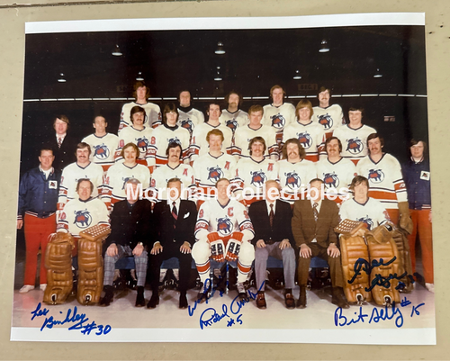 Gilles Gratton/Les Binkley/Michael Amodeo/Brit Selby/Wayne Carleton - Autographed Photo - Toronto Toros WHA Team 8x10