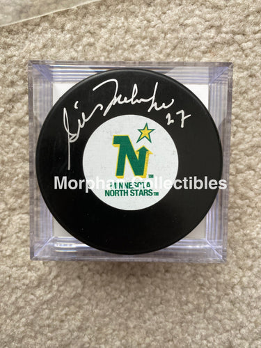 Gilles Meloche - Autographed Puck Minnesota North Stars