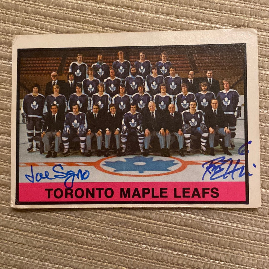 Ron Ellis And Joe Sgro Autographed Card - Toronto Maple Leafs Team Is In Fair Condition