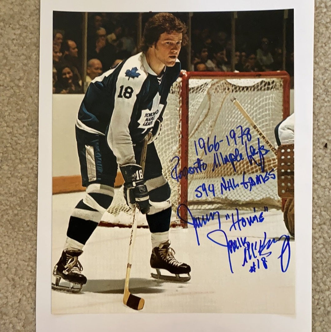 Jim Mckenny - Autographed 8X10 Photo Toronto Maple Leafs