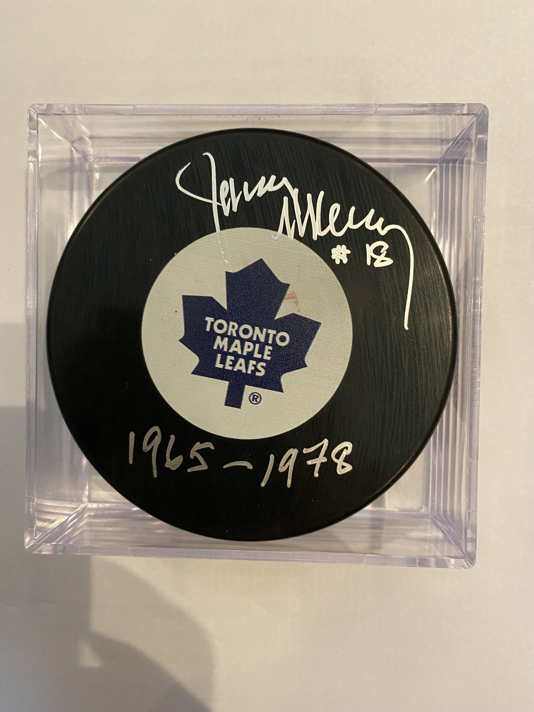 Jim Mckenny - Autographed Puck Toronto Maple Leafs
