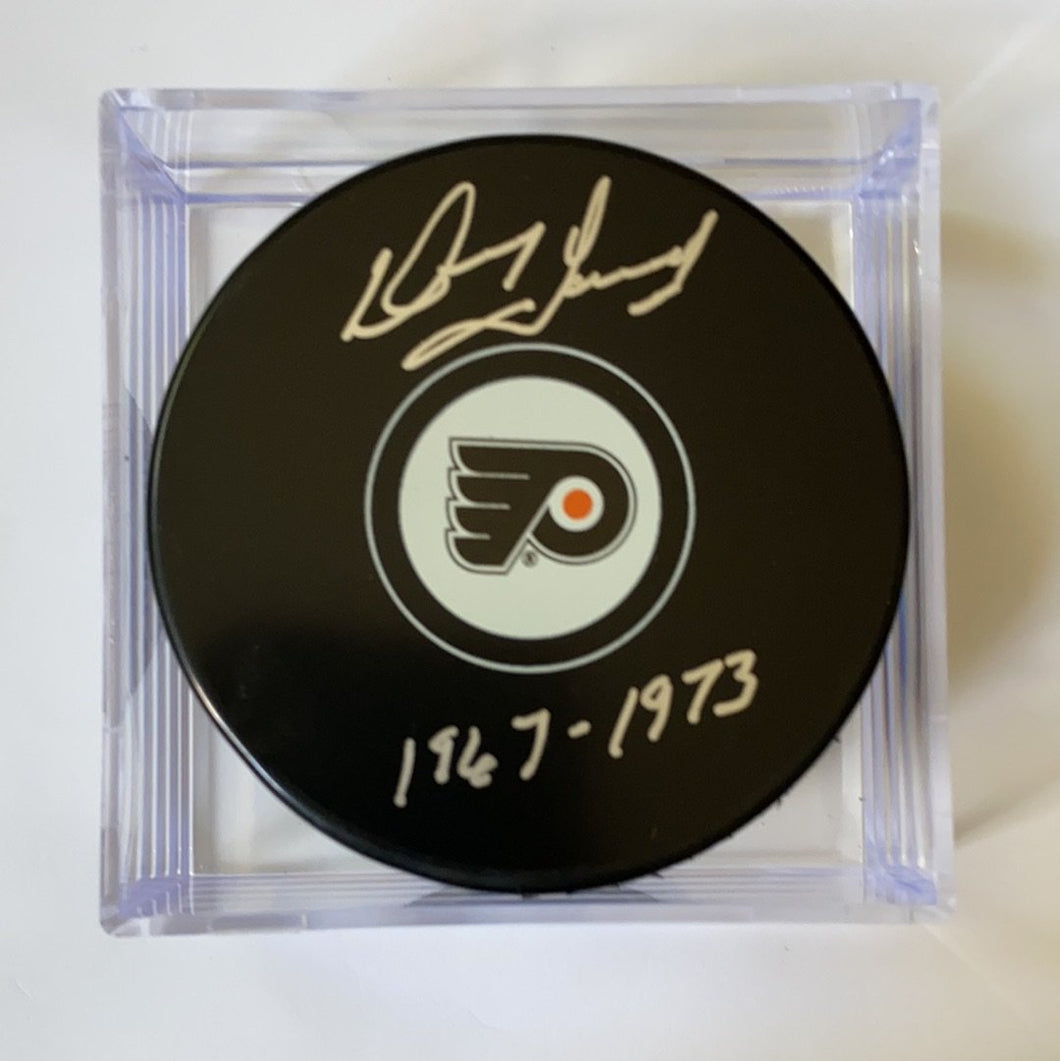 Doug Favell - Autographed Puck Philadelphia Flyers
