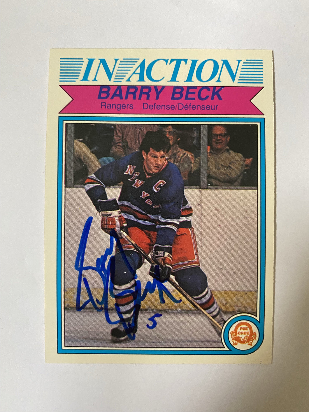 Barry Beck - Autographed Card Opc 1982-83 Ia