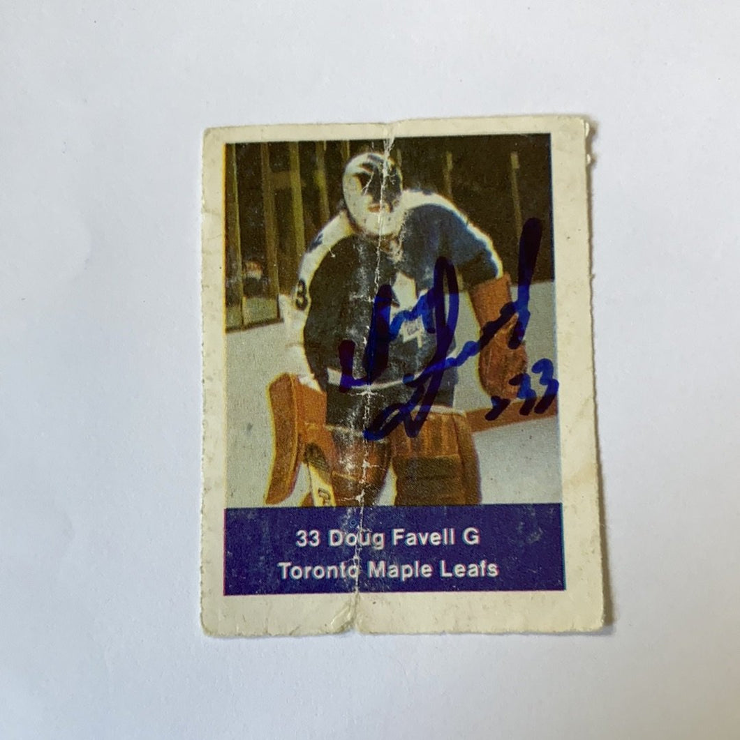 Doug Favell - Autographed Card Loblaws. Poor Quality