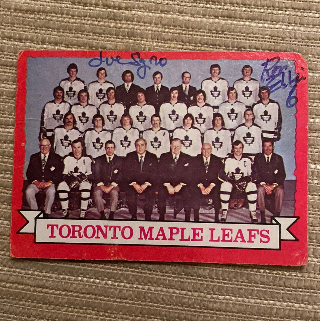 Ron Ellis And Joe Sgro Autographed Card - Toronto Maple Leafs Team Is In Fair Condition