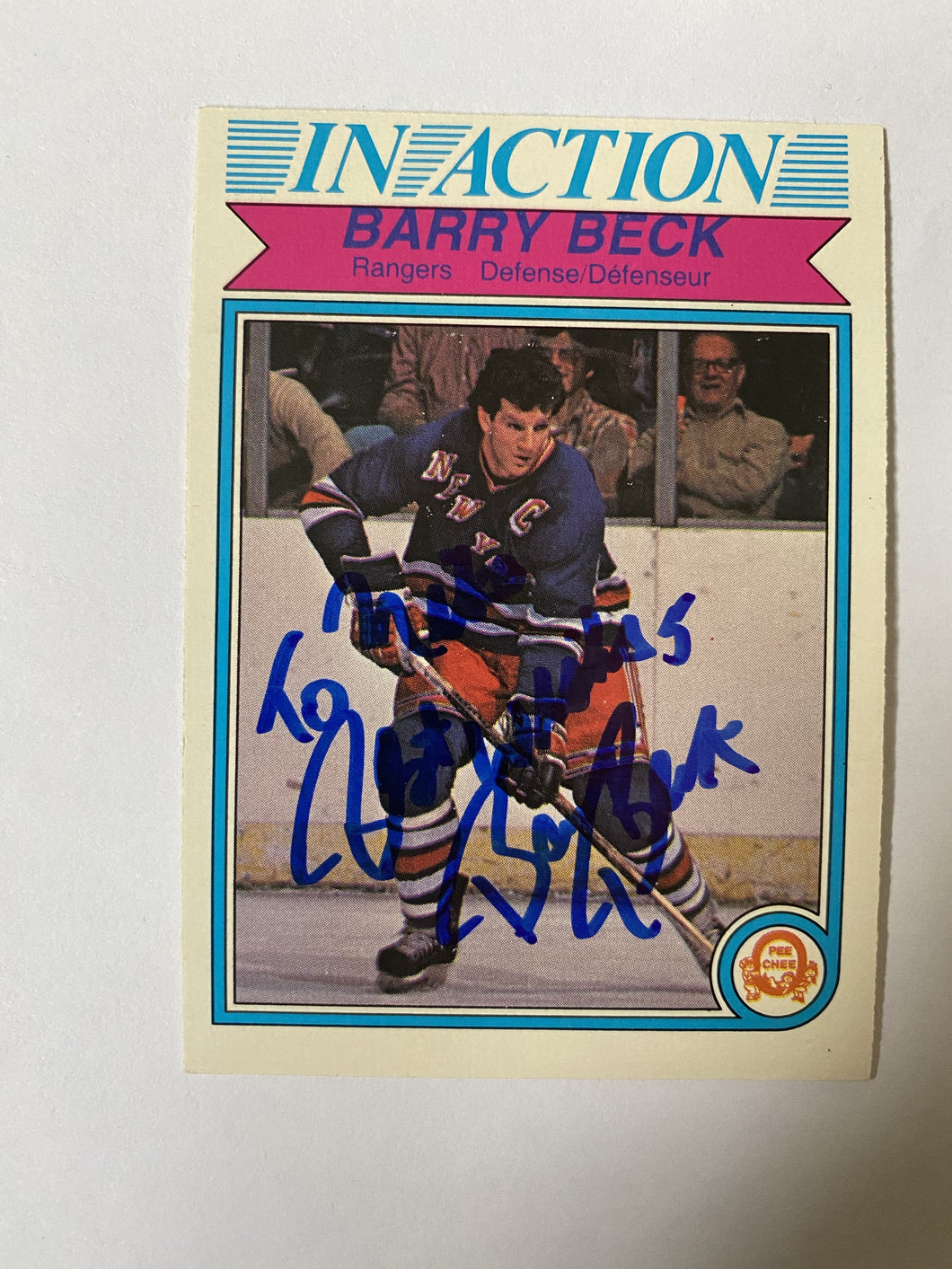 Barry Beck - Autographed Card Opc 1982-83 Ia Personalized