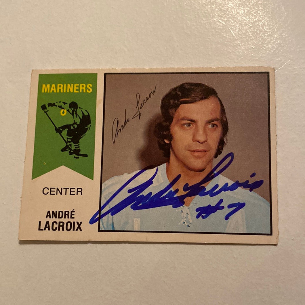 Andre Lacroix - Autographed Card Opc 1974-75 Wha