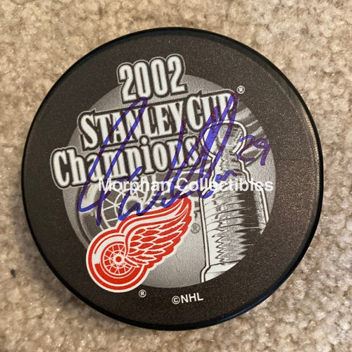 Jason Williams - Autographed Pick Detroit Red Wings Stanley Cup 2002 Puck