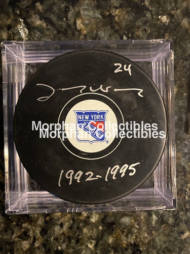 Jay Wells - Autographed Puck New York Rangers #1
