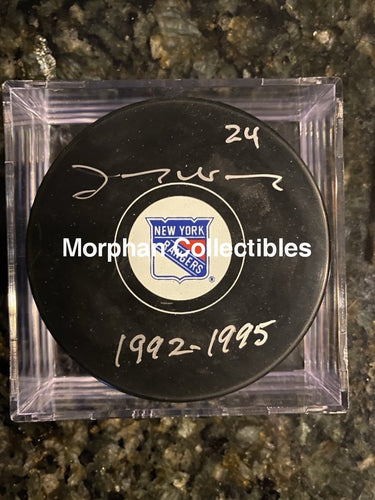 Jay Wells - Autographed Puck New York Rangers #1