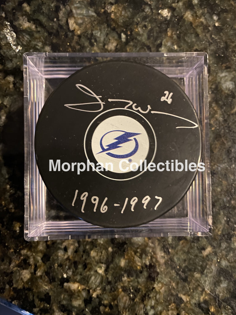 Jay Wells - Autographed Puck Tampa Bay Lightning #1