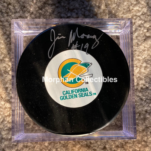 Jim Moxey - Autographed Puck California Seals