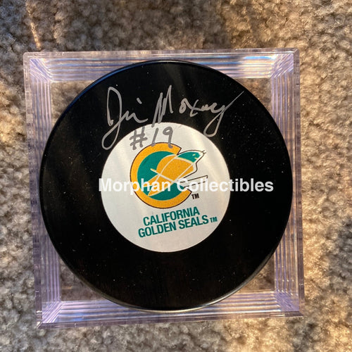 Jim Moxey - Autographed Puck California Seals