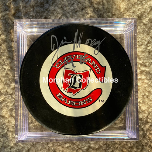 Jim Moxey - Autographed Puck Cleveland Barons