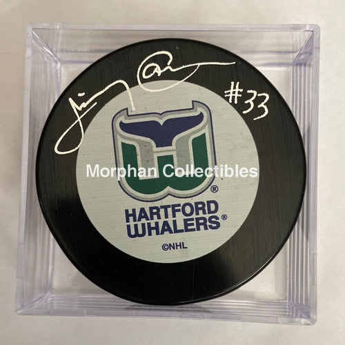 Jimmy Carson - Autographed Puck Hartford Whalers