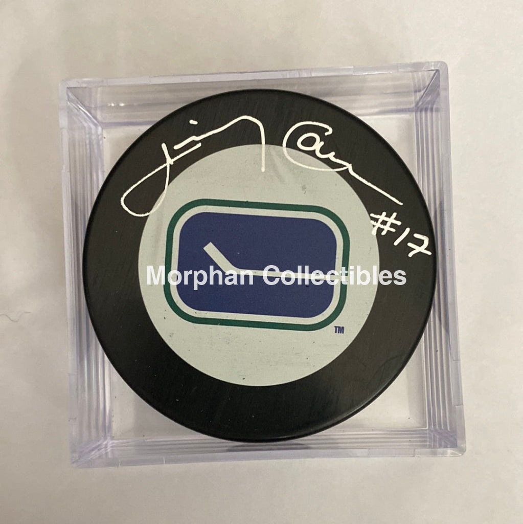 Jimmy Carson - Autographed Puck Vancouver Canucks