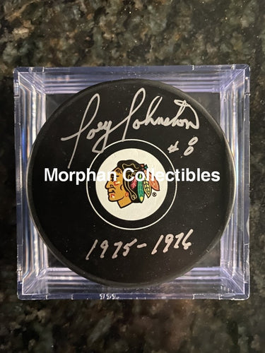 Joey Johnston - Autographed Pucks Chicago Blackhawks #1 Puck