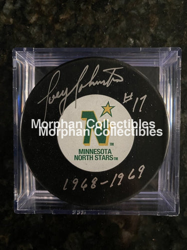 Joey Johnston - Autographed Pucks Minnesota North Stars #1 Puck