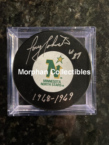 Joey Johnston - Autographed Pucks Minnesota North Stars #2 Puck