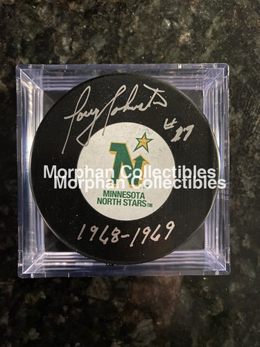 Joey Johnston - Autographed Pucks Minnesota North Stars #2 Puck