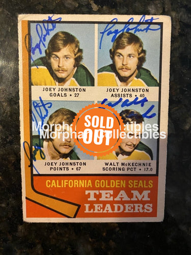 Joey Johnston Autographed Cards 1974-75 Opc Team Leaders #4 With Mckechnie Card