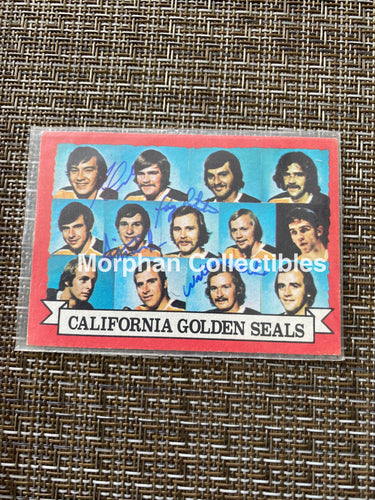 Joey Johnston/Walt Mckechnie/Reggie Leach/Gilles Meloche - Autographed Card 1969-70 Topps Team