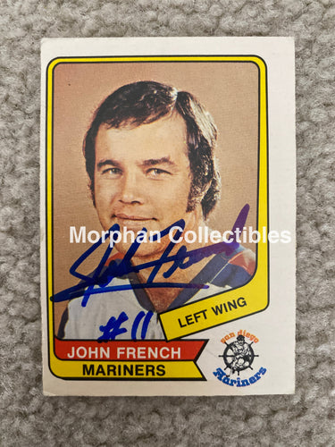 John French - Autographed Card 1976/77 Opc Wha