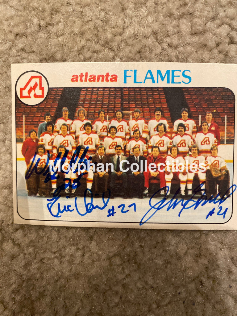 John Gould Willi Plett And Eric Vail - Autographed Card 1977-78 Team