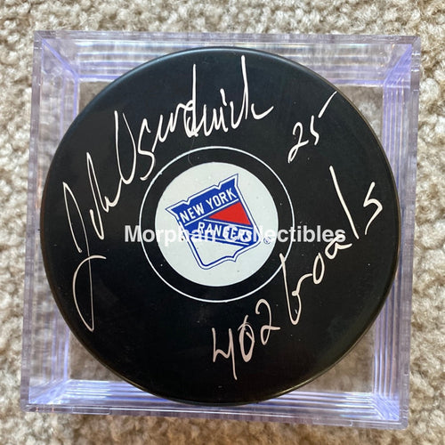 John Ogrodnick - Autographed Puck New York Rangers