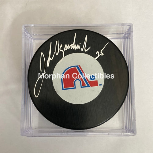 John Ogrodnick - Autographed Puck Quebec Nordiques