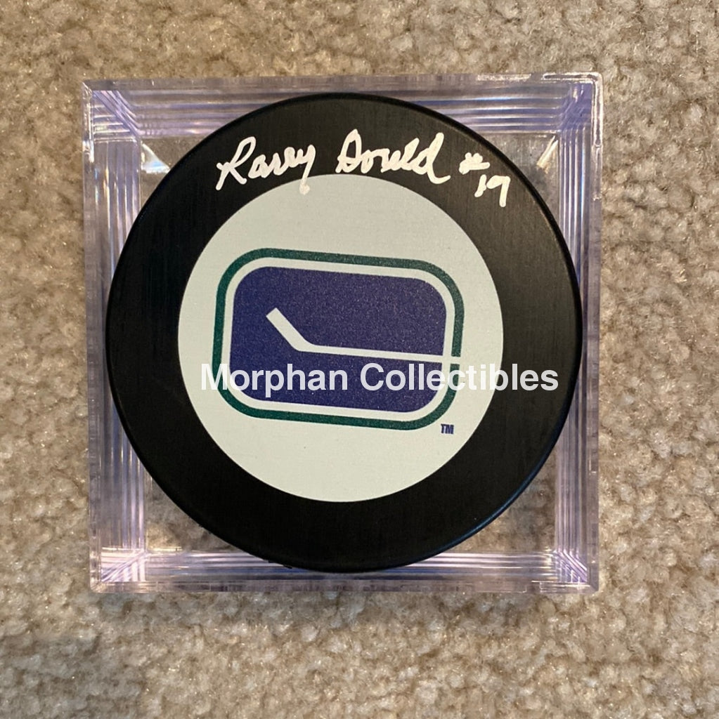 Larry Gould - Autographed Pick Vancouver Canucks Puck