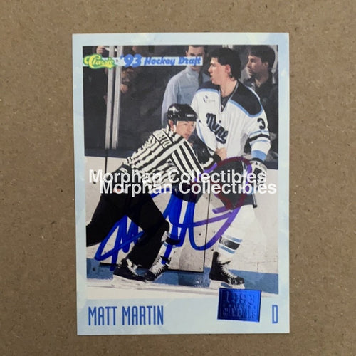 Matt Martin Autographed Cards Classic 93 #2 Card